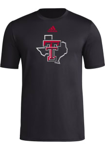 Adidas Texas Tech Red Raiders Black Graphic Pregame Locker Logo Short Sleeve T Shirt