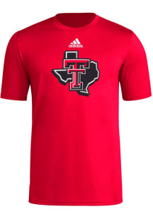 Adidas Texas Tech Red Raiders Red Pregame Locker Logo Short Sleeve T Shirt