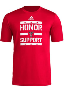 Adidas Texas Tech Red Raiders Red Honor and Support Pregame Short Sleeve T Shirt