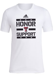 Adidas Texas Tech Red Raiders White Honor and Support Short Sleeve T Shirt