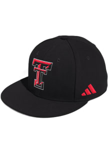 Adidas Texas Tech Red Raiders Mens Black Fitted Flatbill Cap Fitted Hat