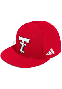 Adidas Texas Tech Red Raiders Mens Red Fitted Flatbill Cap Fitted Hat