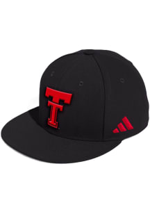 Adidas Texas Tech Red Raiders Mens Black Fitted Flatbill Cap Style Fitted Hat