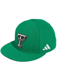 Adidas Texas Tech Red Raiders Mens Green Fitted Flatbill Cap Design Fitted Hat