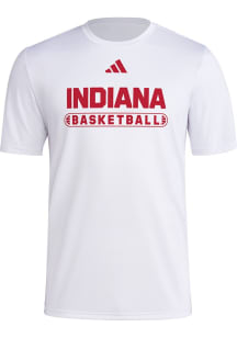 Indiana Hoosiers White Adidas On Court Basketball Short Sleeve T Shirt