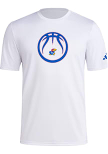 Adidas Kansas Jayhawks White Locker Basketball Icon Short Sleeve T Shirt