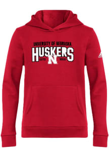 Youth Nebraska Cornhuskers Red Adidas Overspray Long Sleeve Hooded Sweatshirt