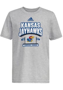 Adidas Kansas Jayhawks Youth Grey Stake Our Claim Short Sleeve T-Shirt