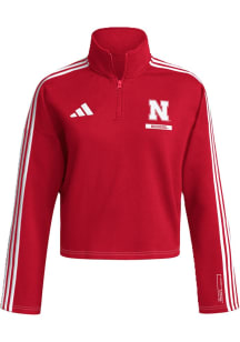 Womens Nebraska Cornhuskers Red Adidas Just a Tidbit Qtr Zip