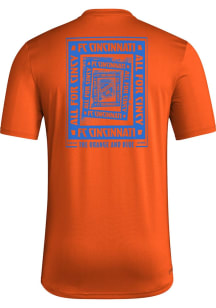 Adidas FC Cincinnati Orange Local Warp Short Sleeve T Shirt