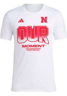 Nebraska Cornhuskers White Adidas Basketball March Madness Short Sleeve T Shirt