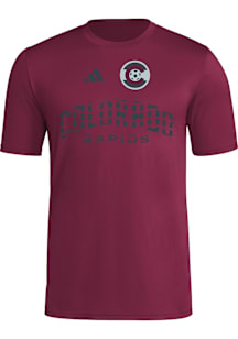 Adidas Colorado Rapids Maroon Pregame Jersey Hook Short Sleeve T Shirt