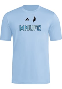 Adidas Minnesota United FC Light Blue Pregame Jersey Hook Short Sleeve T Shirt
