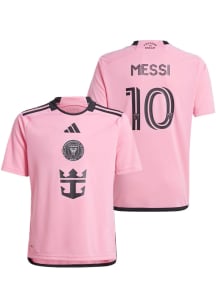 Lionel Messi  Adidas Inter Miami CF Youth Pink Name and Number Soccer Jersey