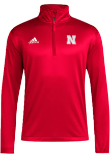 Mens Nebraska Cornhuskers Red Adidas Coach Qtr Zip Pullover