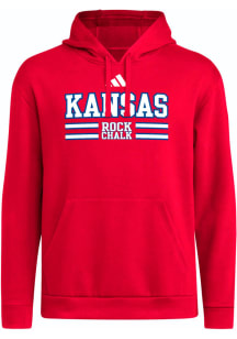 Adidas Kansas Jayhawks Mens Red Strategy Fleece Long Sleeve Hoodie