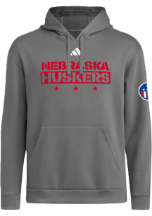 Mens Nebraska Cornhuskers Charcoal Adidas Military Honor And Support Pregame Hooded Sweatshirt