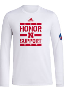 Adidas Nebraska Cornhuskers White Military Honor And Support Pregame Long Sleeve T-Shirt