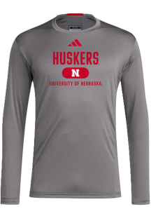 Mens Nebraska Cornhuskers Grey Adidas Designed 4 Training Long Sleeve T-Shirt