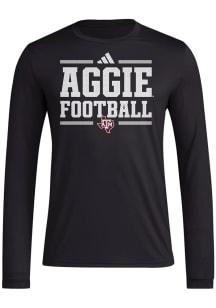 Adidas Texas A&amp;M Aggies Black Pregame Locker Practice Football Long Sleeve T-Shirt