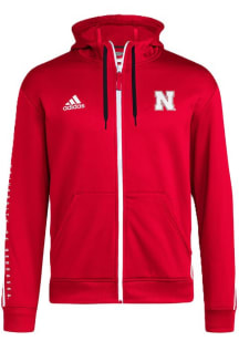 Mens Nebraska Cornhuskers Red Adidas Athlete Travel Long Sleeve Zip