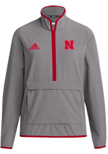 Mens Nebraska Cornhuskers Grey Adidas Coach Light Weight Jacket