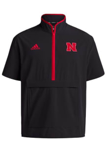 Adidas Nebraska Cornhuskers Mens Black Coach Short Sleeve Jacket