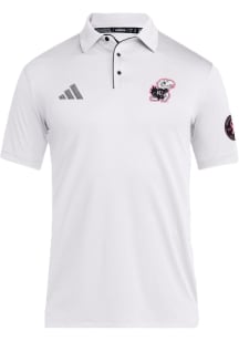 Adidas Kansas Jayhawks Mens White Breast Cancer Awareness Coach Short Sleeve Polo