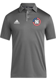 Adidas Nebraska Cornhuskers Mens Charcoal Military Honor And Support Pregame Short Sleeve Polo