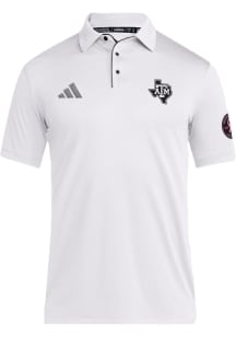 Adidas Texas A&amp;M Aggies Mens White Breast Cancer Awareness Coach Short Sleeve Polo