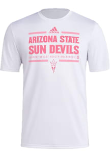Adidas Arizona State Sun Devils White Breast Cancer Awareness Pregame Short Sleeve T Shirt
