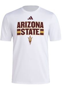 Adidas Arizona State Sun Devils White Strategy Football Pregame Short Sleeve T Shirt