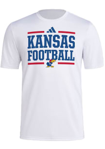 Adidas Kansas Jayhawks White Locker Practice Football Pregame Short Sleeve T Shirt
