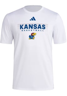 Adidas Kansas Jayhawks White Locker On Court In The Fade Pregame Short Sleeve T Shirt