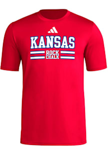 Adidas Kansas Jayhawks Red Strategy Pregrame Short Sleeve T Shirt