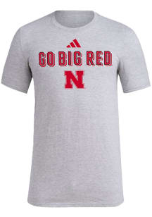 Nebraska Cornhuskers Grey Adidas Locker Slogan Pregame Short Sleeve T Shirt