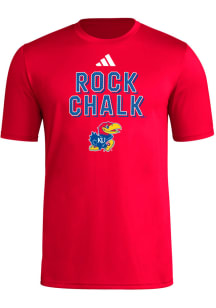 Adidas Kansas Jayhawks Red Locker Slogan Pregame Short Sleeve T Shirt