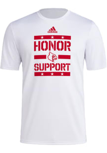 Adidas Louisville Cardinals White Military Honor And Support Pregame Short Sleeve T Shirt