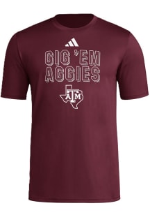 Adidas Texas A&amp;M Aggies Maroon Pregame Locker Slogan Short Sleeve T Shirt