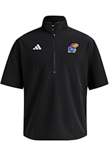 Adidas Kansas Jayhawks Mens Black Coach Sideline Short Sleeve Jacket
