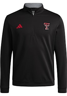 Adidas Texas Tech Red Raiders Mens Black Elevated Long Sleeve Qtr Zip Pullover