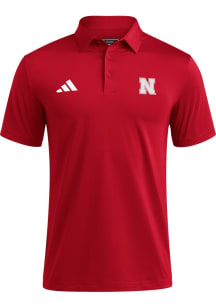 Mens Nebraska Cornhuskers Red Adidas Ultimate365 Short Sleeve Polo Shirt