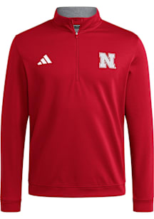 Adidas Nebraska Cornhuskers Mens Red Elevated Long Sleeve Qtr Zip Pullover