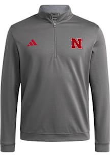 Adidas Nebraska Cornhuskers Mens Charcoal Elevated Long Sleeve Qtr Zip Pullover