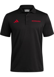 Mens Nebraska Cornhuskers Black Adidas Ultimate365 Short Sleeve Polo Shirt