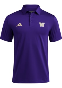 Mens Washington Huskies Purple Adidas Ultimate365 Short Sleeve Polo Shirt