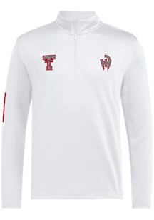 Adidas Texas Tech Red Raiders Mens White Strategy Long Sleeve Qtr Zip Pullover