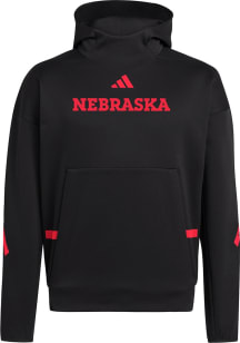 Mens Nebraska Cornhuskers Black Adidas ZNE Long Sleeve Hoodie