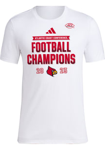 Adidas Louisville Cardinals White 2023 ACC Champs Locker Room Short Sleeve T Shirt