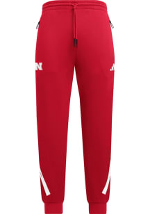 Mens Nebraska Cornhuskers Red Adidas ZNE Pants
